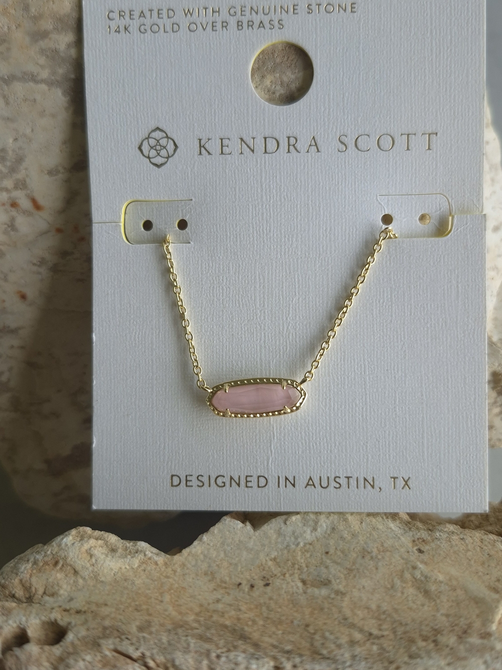 Kendra Scott Gold Necklace with Light Pink Stone